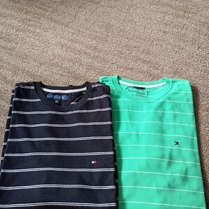 Tommy Hilfiger & American T Striped Crewneck Tees - Black & Mint Green